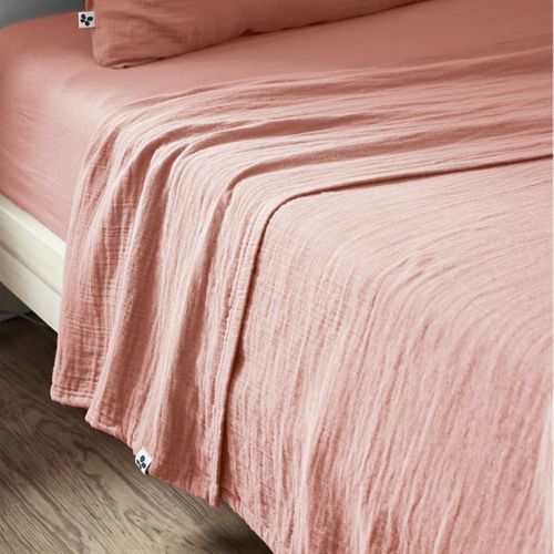 Drap Plat 270x300cm Gaze De Coton Rose Pêche - Ourea