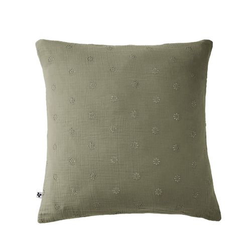 Taie D'oreiller 60x60cm Gaze De Coton Romarin à Fleurs Ajourées - Ourea Motif