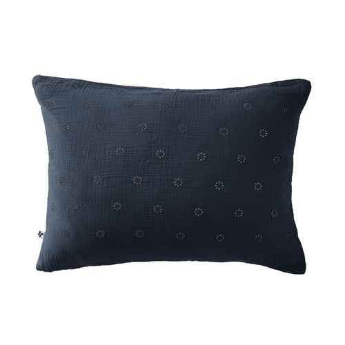 Taie D'oreiller 50x70cm Gaze De Coton Minuit à Fleurs Ajourées - Ourea Motif