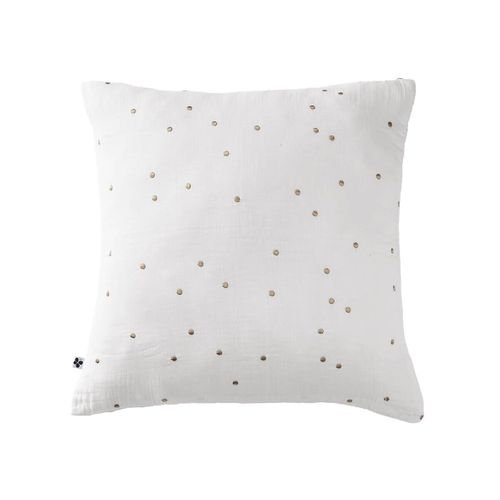 Taie D'oreiller 60x60cm Gaze De Coton Chantilly à Pois Dorés - Ourea Motif