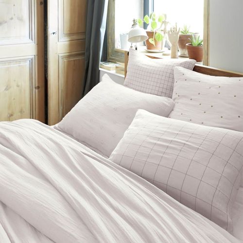 Taie D'oreiller 50x70cm Gaze De Coton Chantilly à Grands Carreaux - Ourea Motif