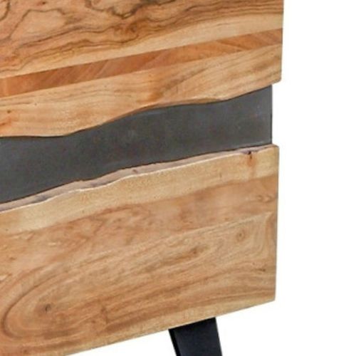 Commode 3 Tiroirs En Acacia Massif Et Métal Noir - Volska