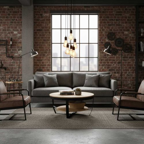 Table Basse Ronde Ø80cm En Bois Massif Et Métal Noir - Garona