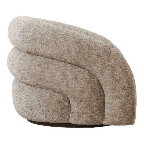 Fauteuil Tissu Velours Texturé Beige Pivotant - Bubble