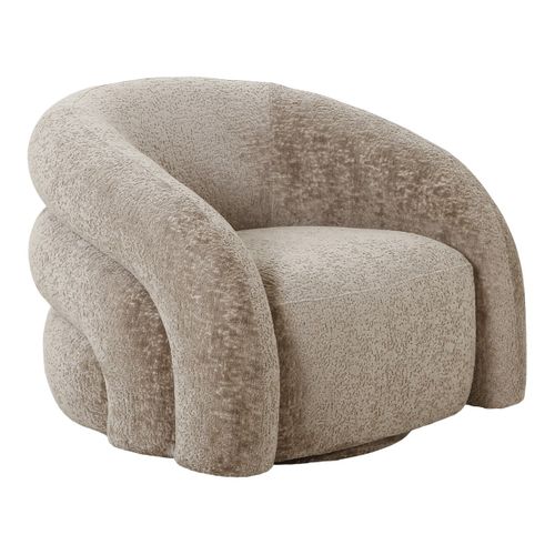Fauteuil Tissu Velours Texturé Beige Pivotant - Bubble