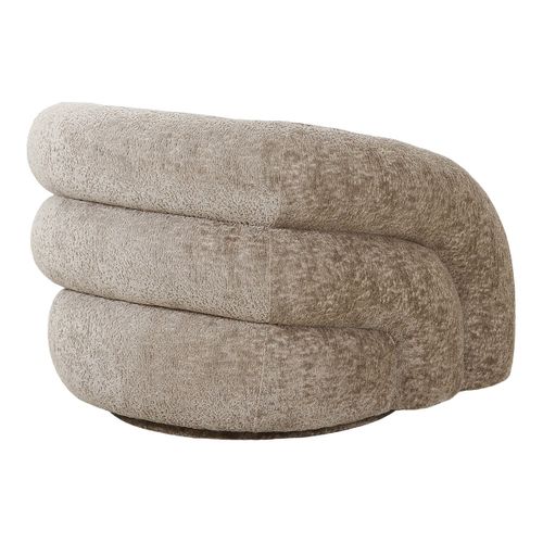 Fauteuil Tissu Velours Texturé Beige Pivotant - Bubble