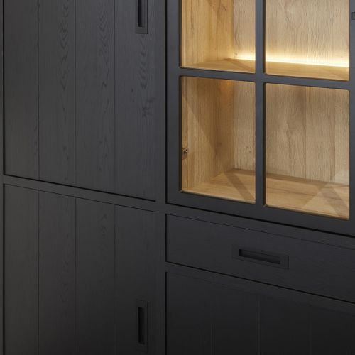 Bibliothèque 8 Portes Aspect Bois Noir Avec LEDs - Alpha