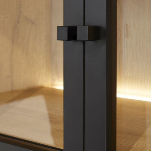 Bibliothèque 8 Portes Aspect Bois Noir Avec LEDs - Alpha