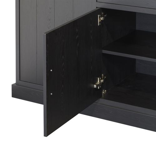 Bibliothèque 8 Portes Aspect Bois Noir Avec LEDs - Alpha