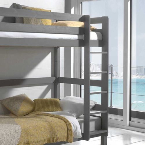 Lit Superposé H180 Laqué Gris 90x200cm - Sleepy