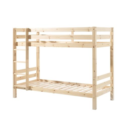 Lit Superposé H160 En Pin Naturel 90x200cm Avec 2 Tiroirs - Sleepy