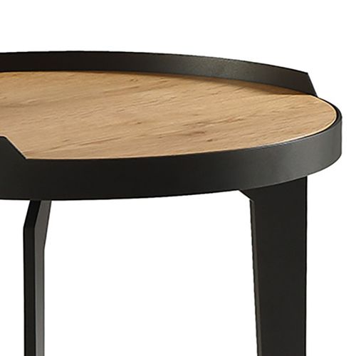 Bout De Canapé Plaqué Chêne Cadre Métal Gris Antrhacite - Flecher