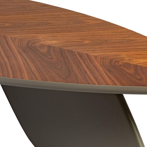 Table Basse Plateau Plaquage Noyer Pieds Laqué Kaki Mat - Oja