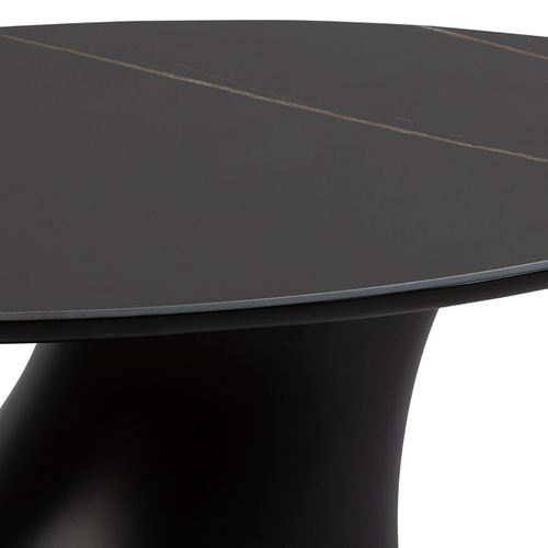 Table Basse Noire Plateau Céramique Marbré Pied En Abs - Maala