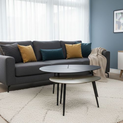 Lot De 2 Tables Acier Finition Doré Antique Et Noire - Bradley