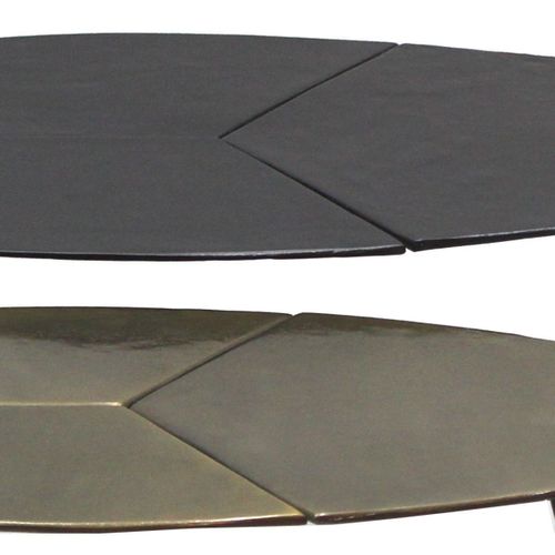 Lot De 2 Tables Acier Finition Doré Antique Et Noire - Bradley