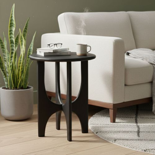 Bout De Canapé En Acacia Massif Vernis Teinté Noir - Beckett