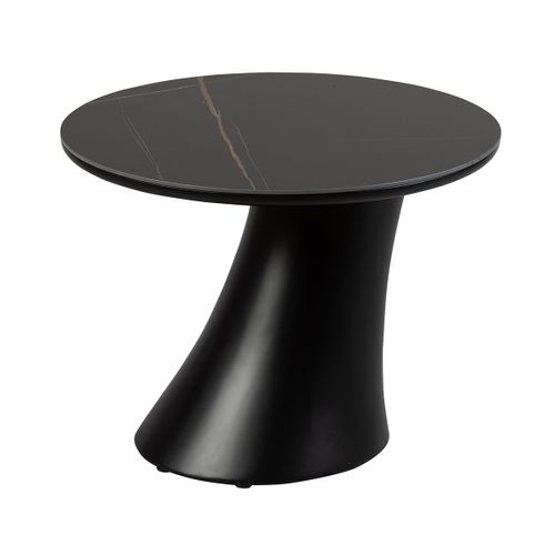 Ensemble Table Basse Et Bout De Canapé Noir En Céramique Et Pied En Abs - Maala