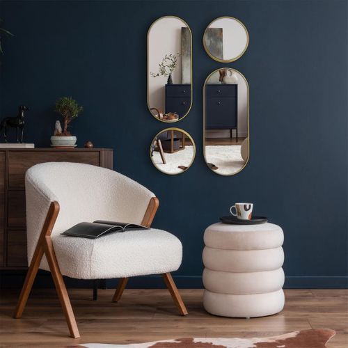 Lot De 4 Miroirs Muraux Décoratifs Rond Et Ovale Versa Doré - Ionix