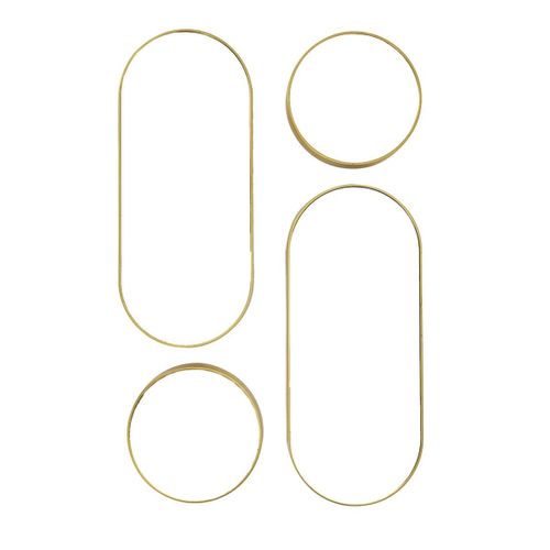 Lot De 4 Miroirs Muraux Décoratifs Rond Et Ovale Versa Doré - Ionix