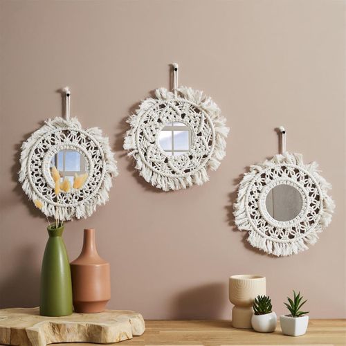Lot De 3 Miroirs Muraux Boho 28 Cm - Lexan