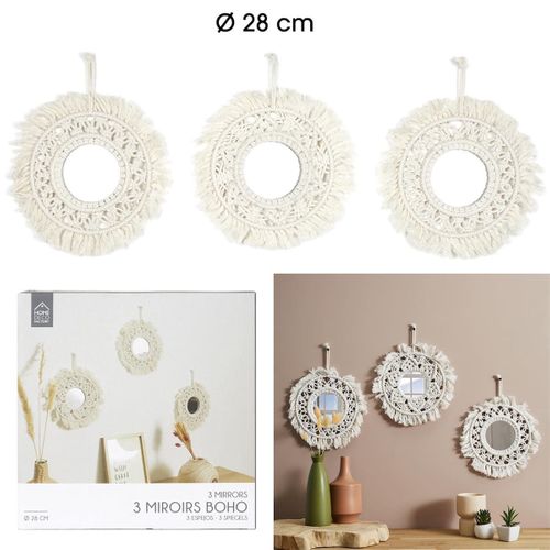 Lot De 3 Miroirs Muraux Boho 28 Cm - Lexan