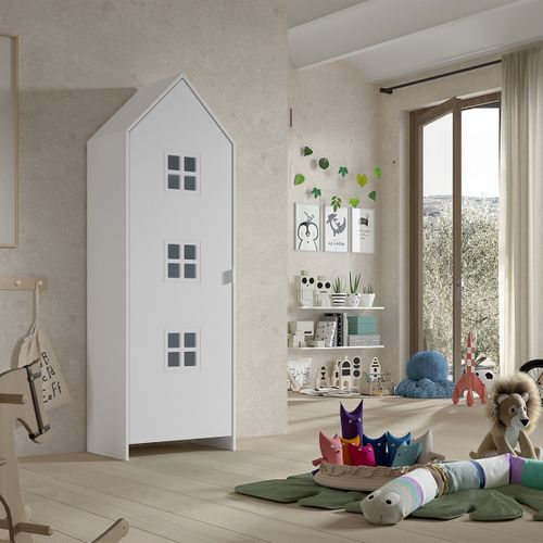 Armoire Cabane 1 Porte Blanche Détail Fenêtres - Beauville