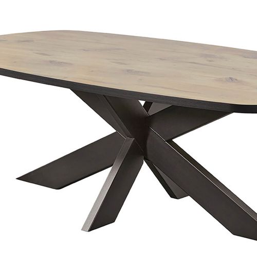 Table Ovale 230cm Aspect Bois Piètement Araignée Métal Noir - Canyon