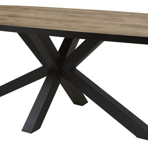 Table Ovale 230cm Aspect Bois Piètement Etoile Métal Noir - Tropix