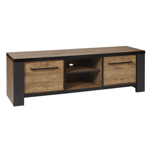 Meuble TV 2 Portes Et 2 Niches Aspect Bois Finition Denver Et Noir - Etienne