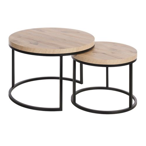 Table Basse Gigogne Aspect Bois Finition Canyon Piètement Métal Noir - Canyon