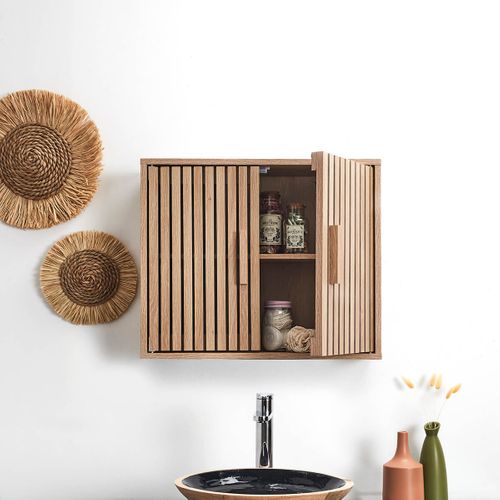 Armoire Murale 2 Portes Effet Bois Avec Tasseaux - Pajan