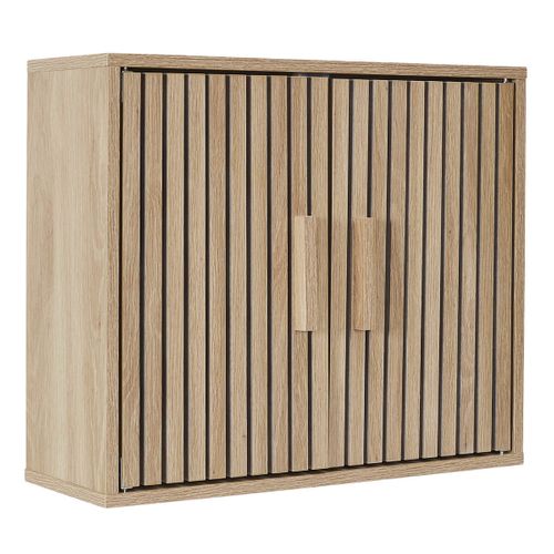 Armoire Murale 2 Portes Effet Bois Avec Tasseaux - Pajan