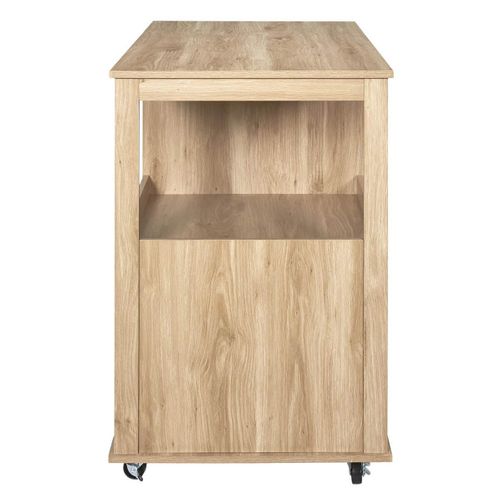 Ilot De Cuisine Multi-rangement Effet Bois Avec Tasseaux - Pajan