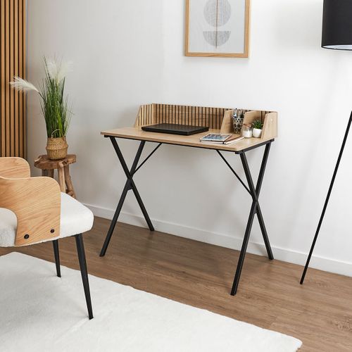 Bureau Avec Petits Rangements Effet Bois Avec Tasseaux - Pajan