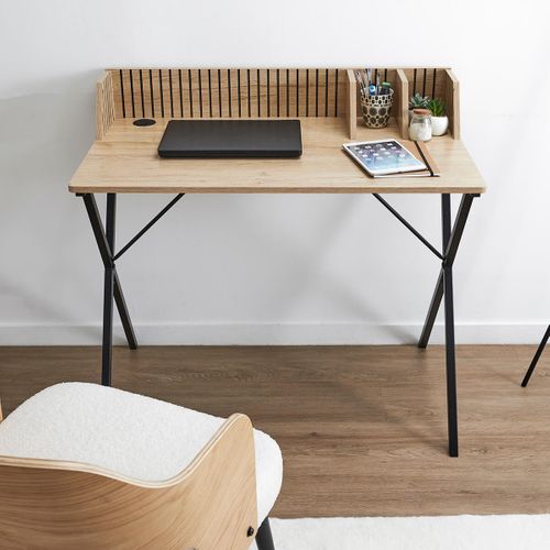 Bureau Avec Petits Rangements Effet Bois Avec Tasseaux - Pajan