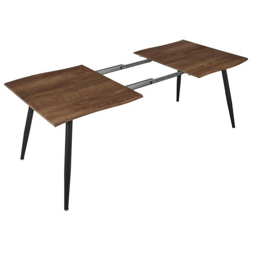 Table De Repas Allongeable En Mdf Aspect Chêne Pieds Métal Noir - Coralie