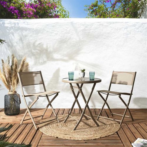 Lot De 4 Chaises De Jardin Pliantes Beige - Sanae