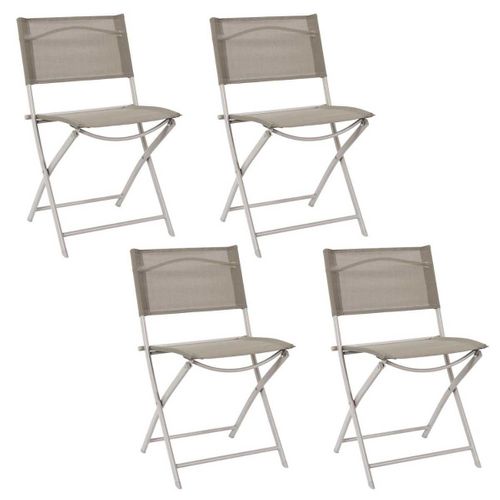 Lot De 4 Chaises De Jardin Pliantes Beige - Sanae