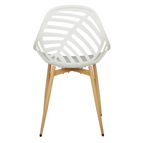 Lot De 4 Chaises De Jardin Coque Plastique Ajourée Blanc Pieds Métal - Saori