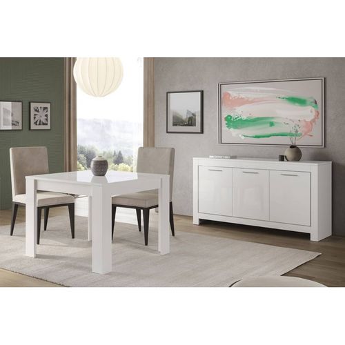 Buffet 3 Portes L160cm Laqué Blanc Brillant - Denae