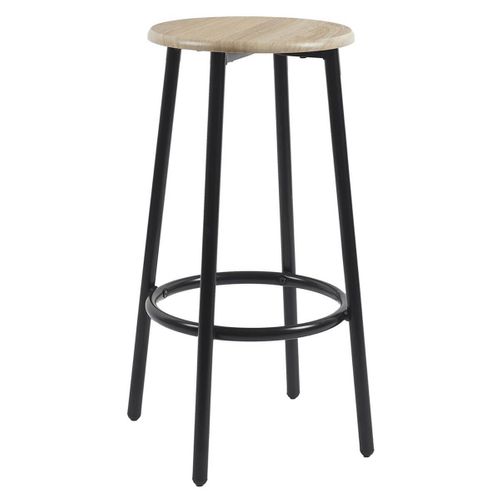 Ensemble Table Haute Et 4 Tabourets En Mdf Et Pieds Métal Noir - Cortez