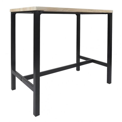 Ensemble Table Haute Et 4 Tabourets En Mdf Et Pieds Métal Noir - Cortez