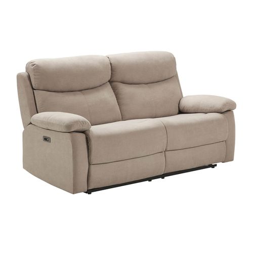 Ensemble 2 Canapés Fixe 2 Places Et Relax Electrique Tissu Beige - Tarifa