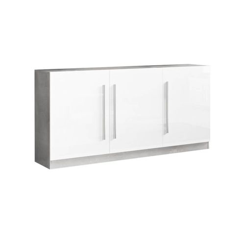 Ensemble Salon Séjour Blanc Et Marbre Meuble TV + Buffet + Table 160cm - Clark