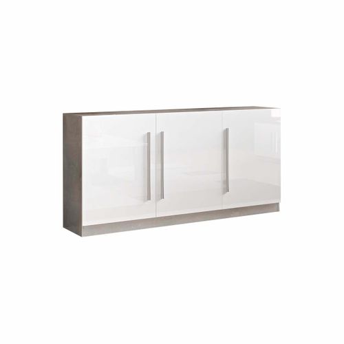 Ensemble Salon Séjour Blanc Et Marbre Meuble TV + Buffet + Table 160cm - Clark