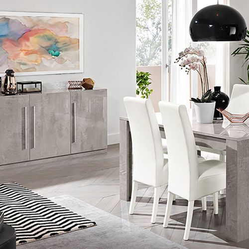 Ensemble Salon Séjour Effet Marbre Meuble TV + Buffet + Table 160cm - Clark