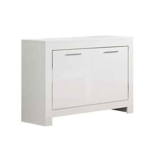 Ensemble Salon Séjour Laqué Blanc Brillant Meuble TV + Buffet 2 Portes + Table 100cm - Denae