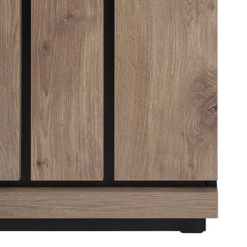 Meuble TV 2 Portes Coulissantes Effet Claustra Finition Canyon - Phileas