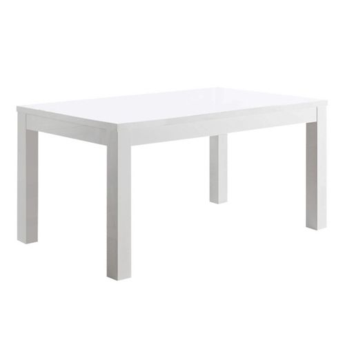 Ensemble Séjour Laqué Blanc Table 160cm + Vitrine Avec LEDs - Deyton